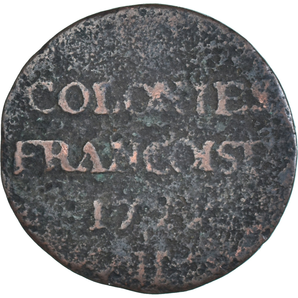Munten, Franse koloniën, 9 Deniers, 1722, La Rochelle, ZG, Koper, KM:5.2