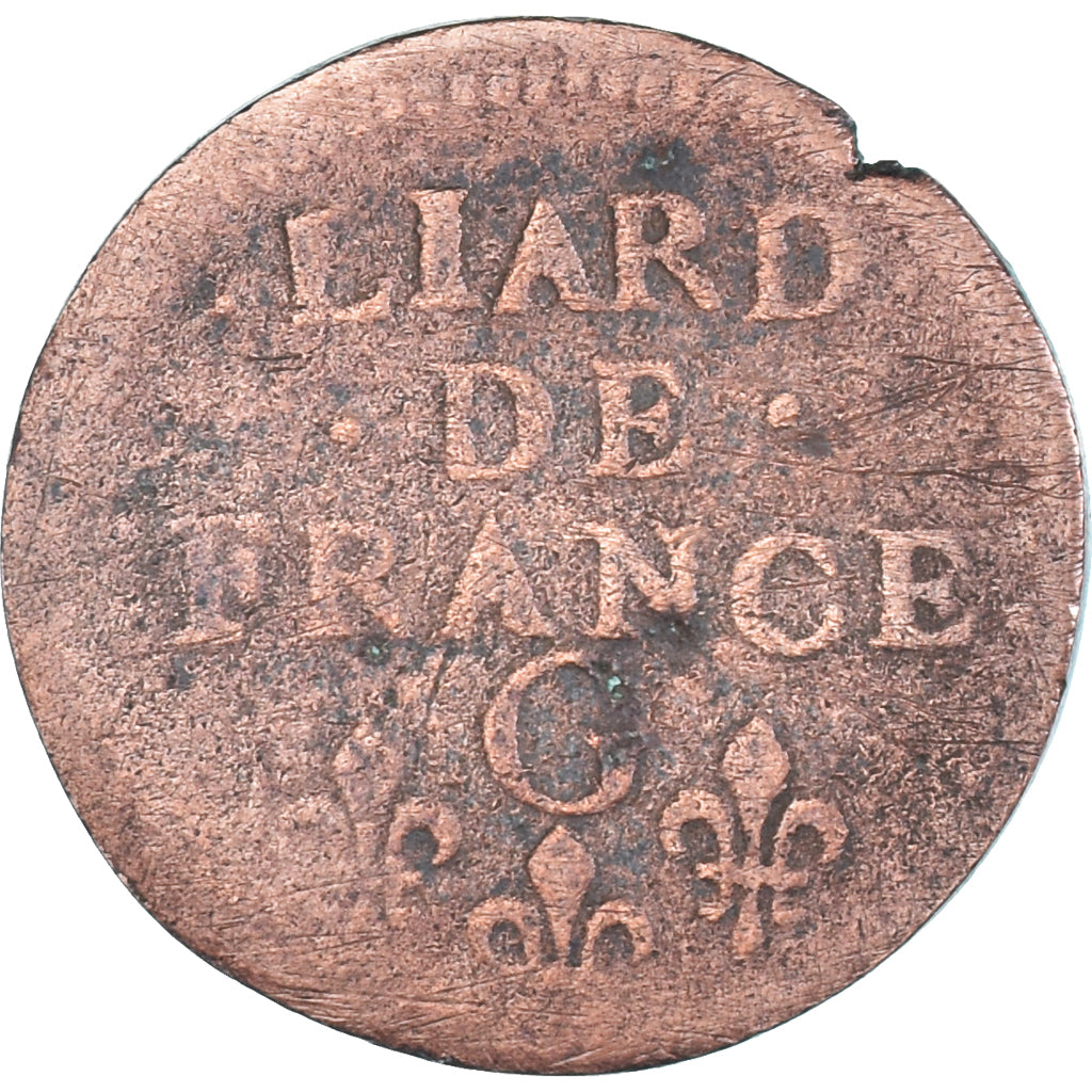 Coin, France, Louis XIV, Liard de France au buste juvénile, deuxième type