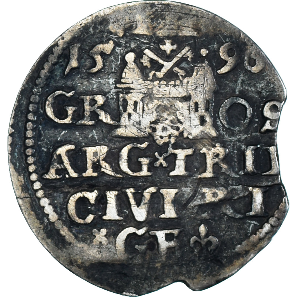 Monnaie, Pologne, Sigismund III, 3 Groschen, 1590, Riga, TB, Billon