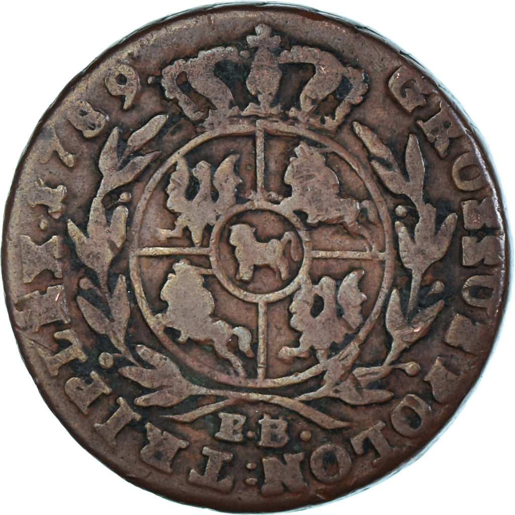 Moneta, Polonia, Stanislaus Augustus, 3 Grosze, 1789, Warsaw, MB, Rame