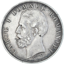 Moneda, Rumanía, Carol I, 5 Lei, 1881, Bucarest, MBC+, Plata, KM:12