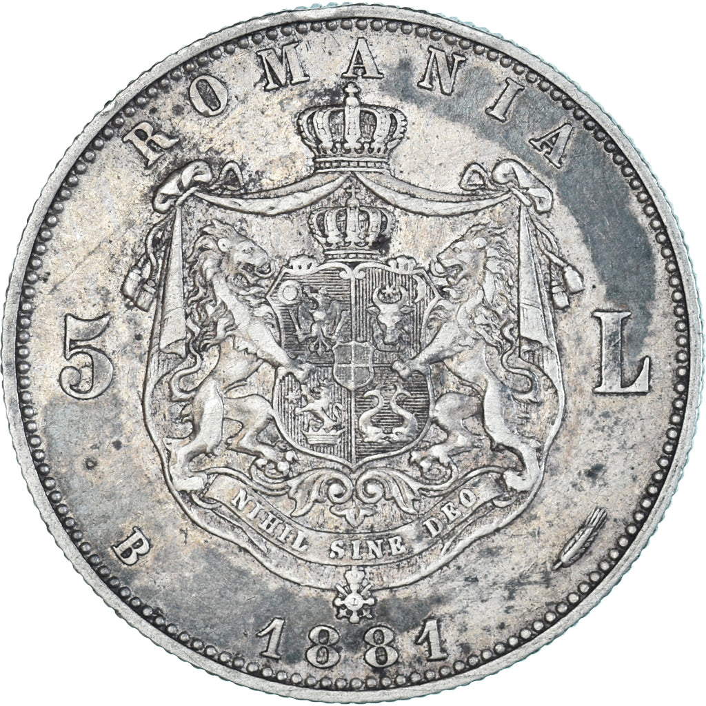 Moneda, Rumanía, Carol I, 5 Lei, 1881, Bucarest, MBC+, Plata, KM:12