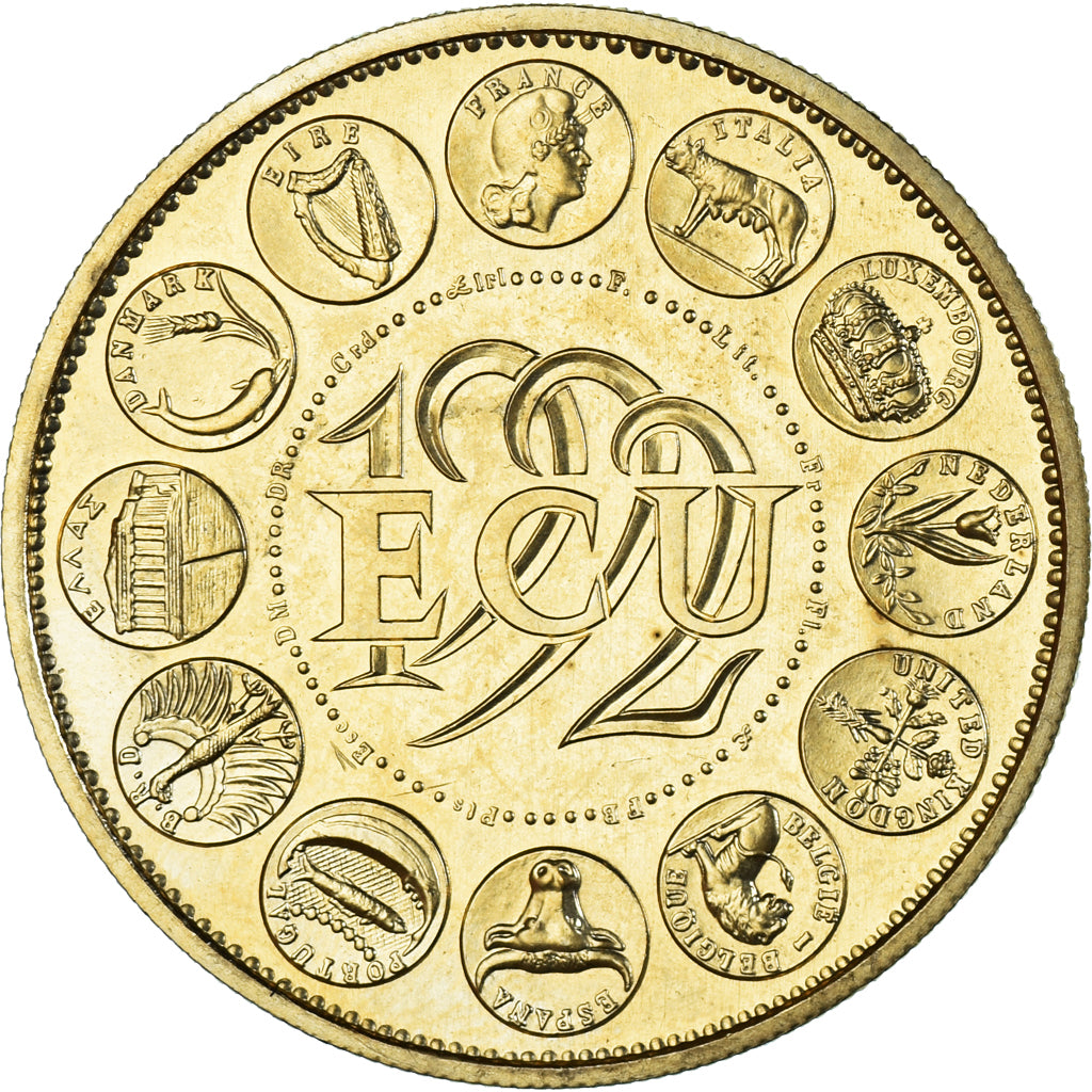 France, Medal, Ecu Europa, Marianne, Politics, 1992, Rodier, MS(64), Bronze