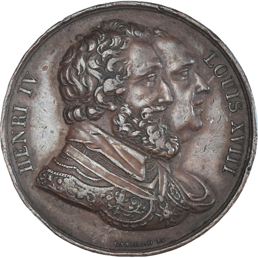 France, Medal, Louis XVIII, Rétablissement de la statue d'Henri IV, History