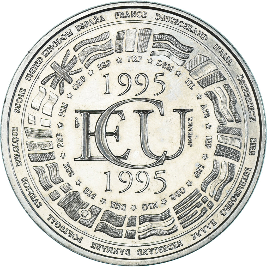 France, Medal, Ecu Europa, Politics, 1995, Jimenez, AU(50-53), Copper-nickel