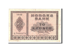 Norvegia, 2 Kroner, 1945, KM:16a1, Undated, BB