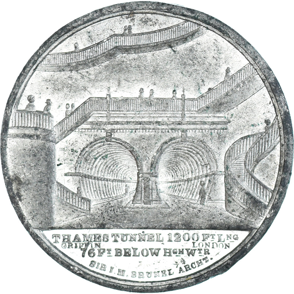Royaume-Uni, Médaille, Victoria, Thames Tunnel, 1843, TTB+, Tin-Zinc