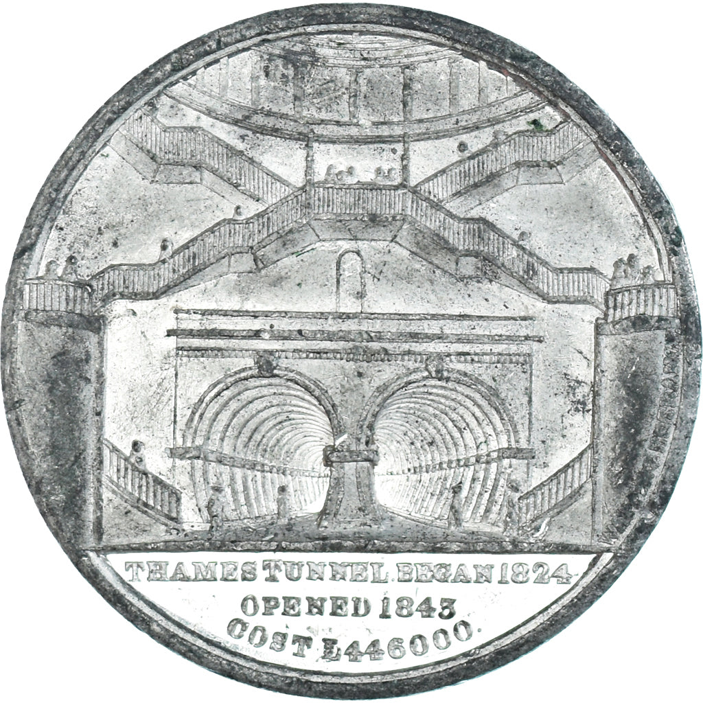 Royaume-Uni, Médaille, Victoria, Thames Tunnel, 1843, TTB+, Tin-Zinc