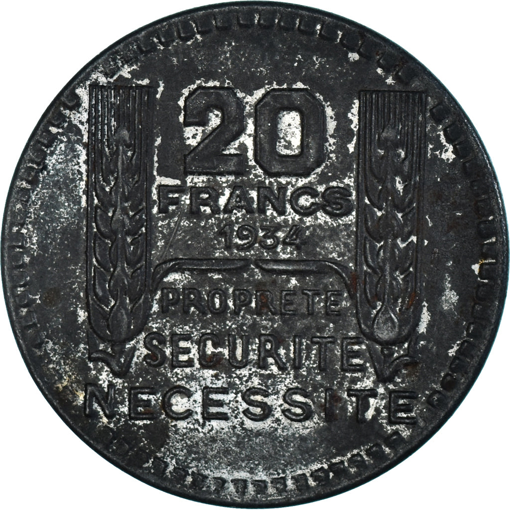 France, Pilulier, 20 Francs Turin, Propreté,Sécurité, Nécessité, 1934