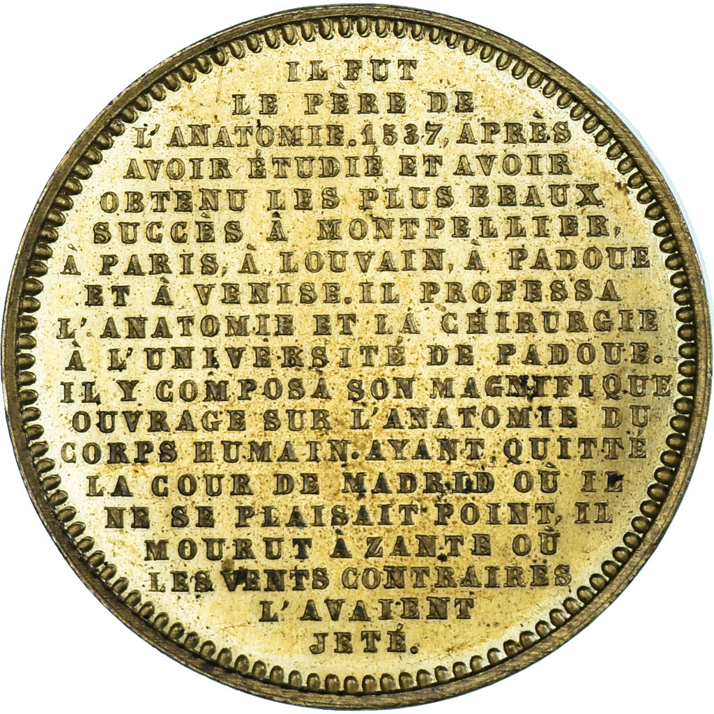 Belgium, Medal, André Vesale, Anatomiste, Medicine, Jouvenel, AU(50-53), Brass