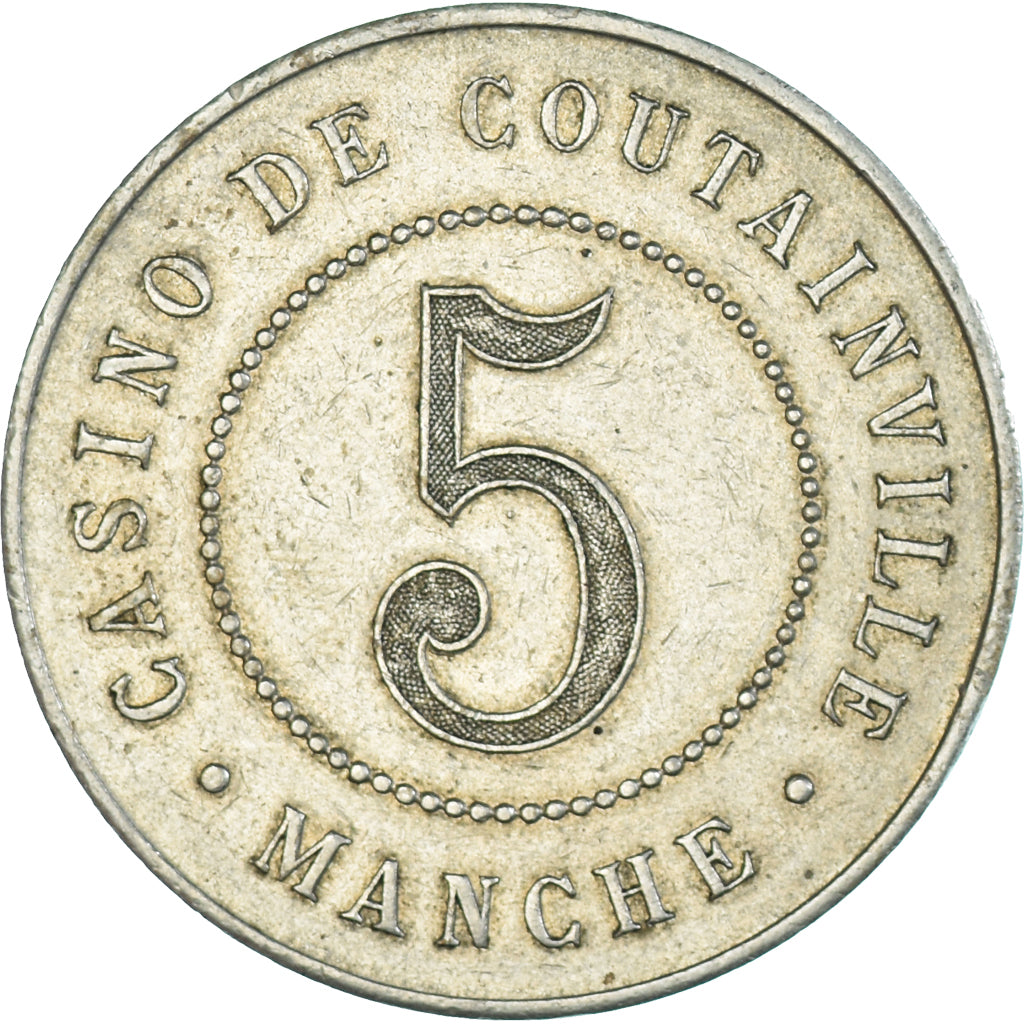 France, Token, Casino de Coutainville, 5 Francs, Game Token, EF(40-45)
