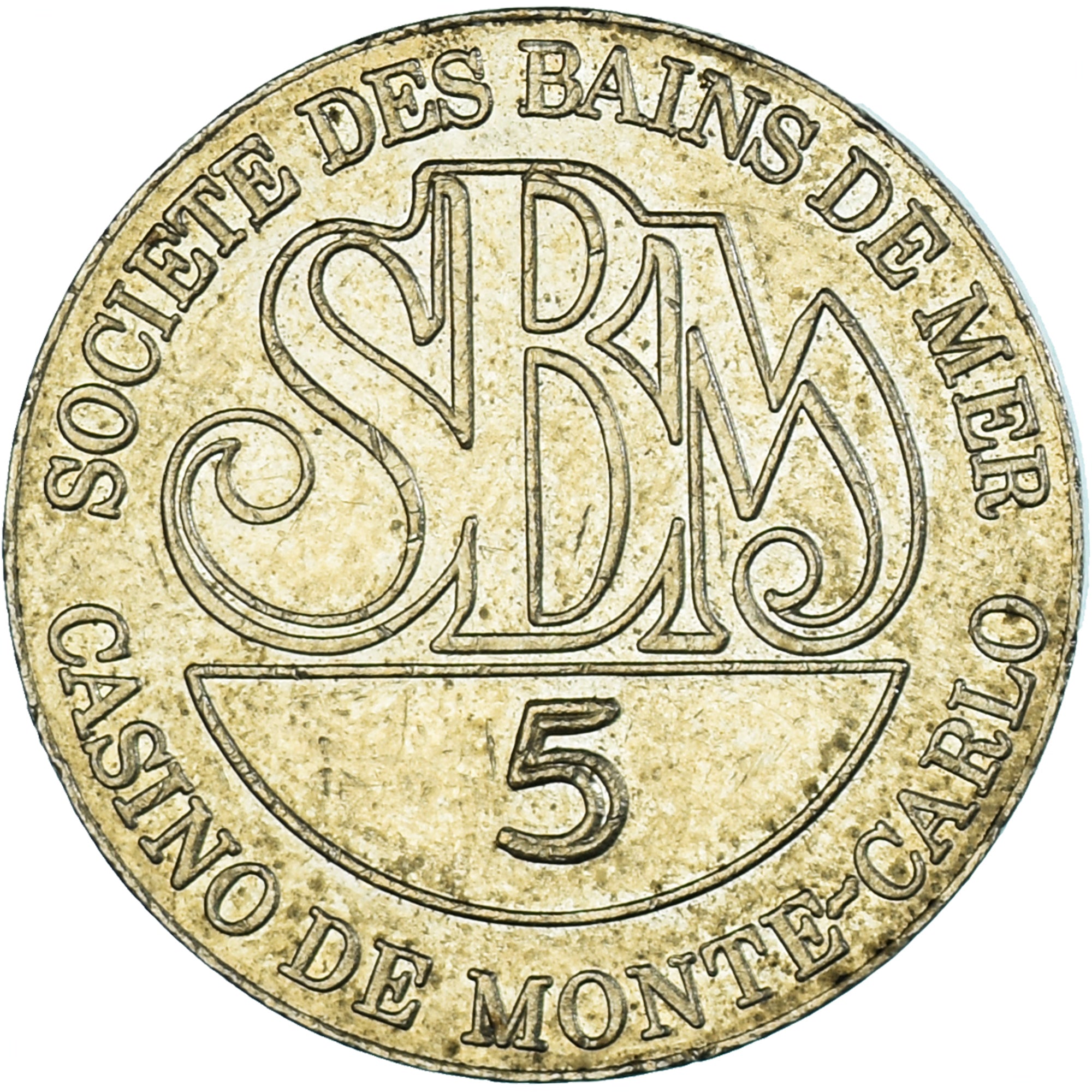 Monaco, Token, Casino de Monte-Carlo, 5 Francs, Game Token, AU(50-53)