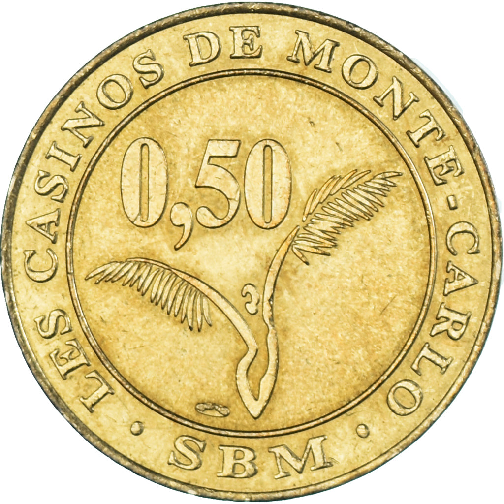 Monaco, Jeton, Casino de Monte-Carlo, 50 Centimes de Francs, Game Token, TTB+
