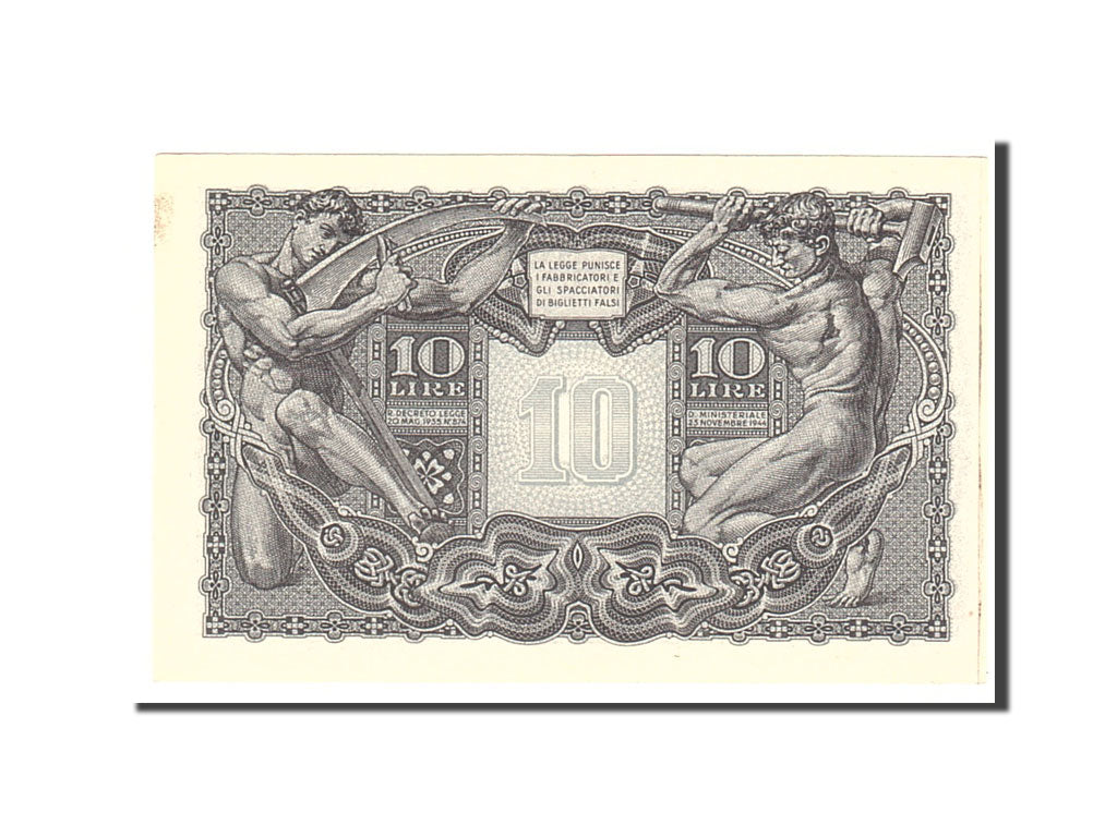 Italy, 10 Lire, 1944, KM:32b, 1944-11-23, UNC(63)