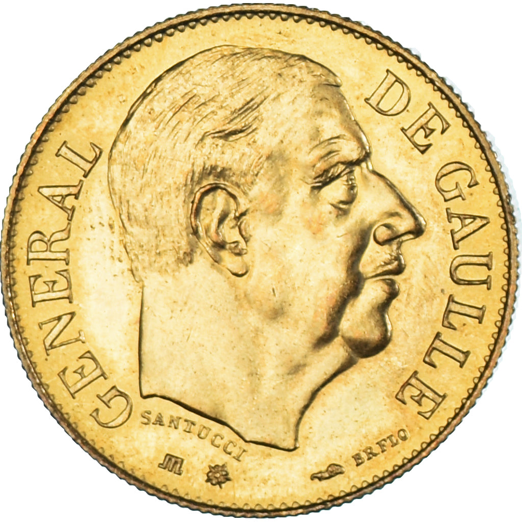 France, Médaille, Général De Gaulle, 1980, Santucci, FDC, Bronze Florentin