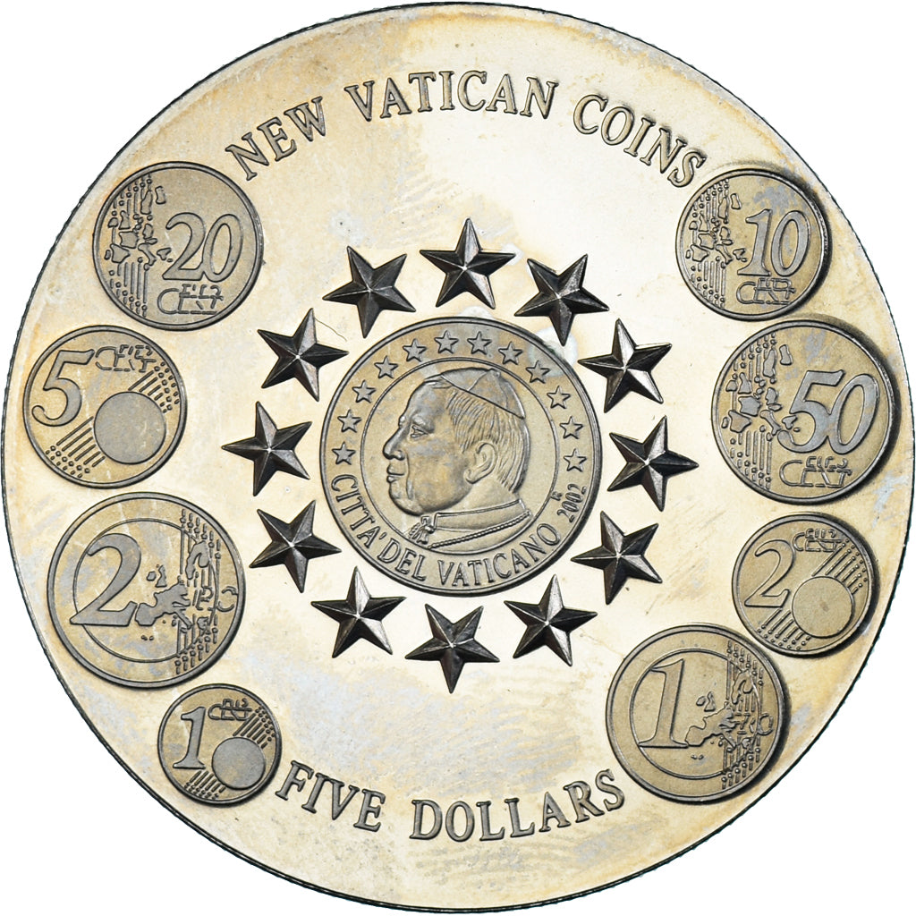 Coin, Liberia, new Vatican coins - euro, 5 Dollars, 2004, MS(65-70)