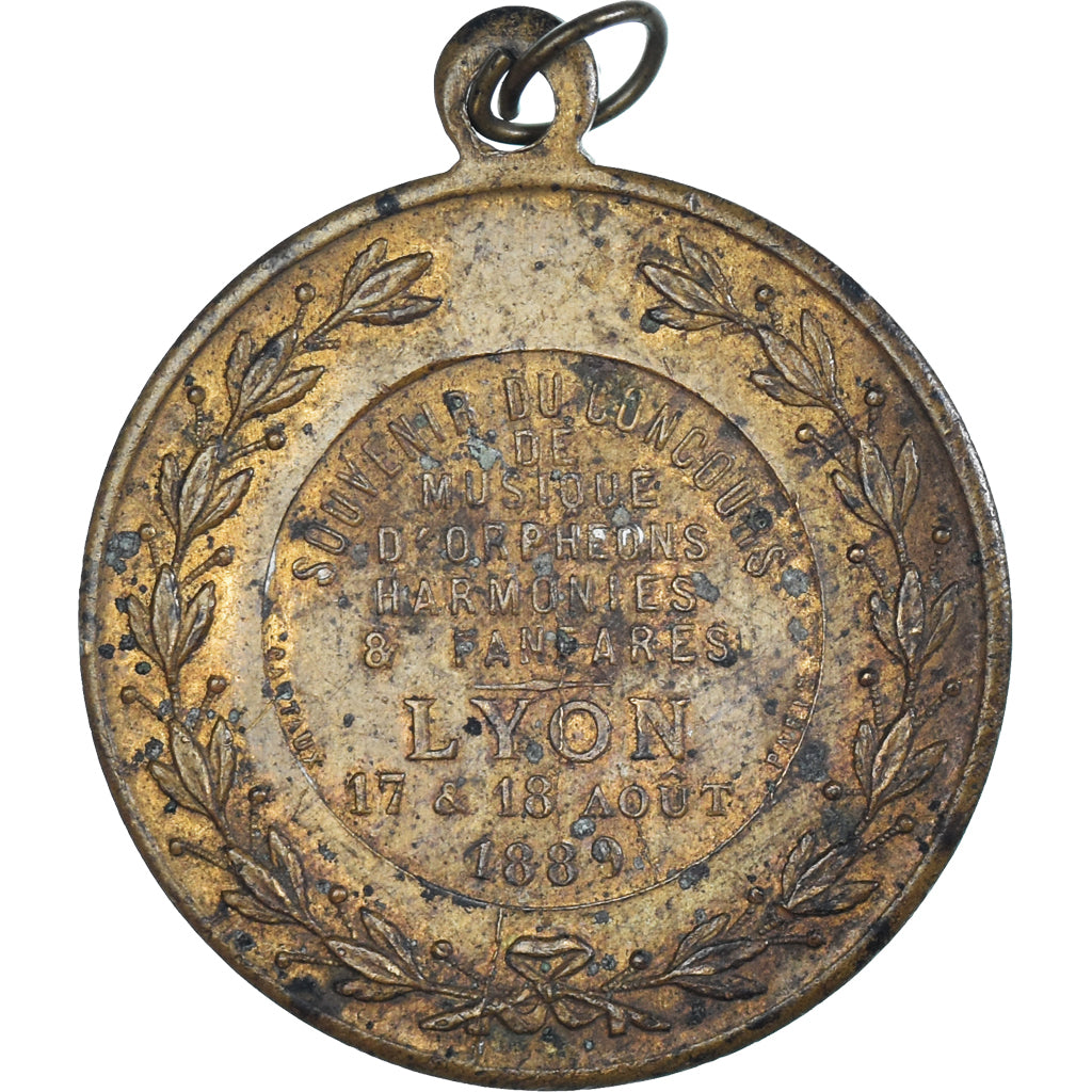 France, Medal, Concours de Musique de Lyon, 1889, EF(40-45), Copper