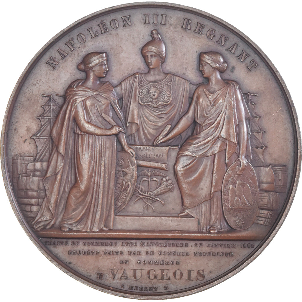 France, Medal, Napoléon III, Traité de Commerce Franco-Anglais, History, 1860
