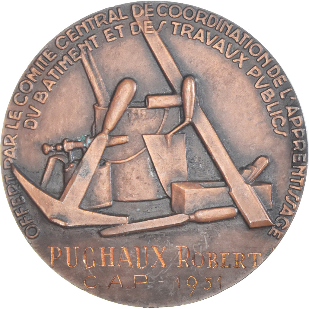 France, Medal, Apprentissage du Batiment et des Travaux Publics, Business &