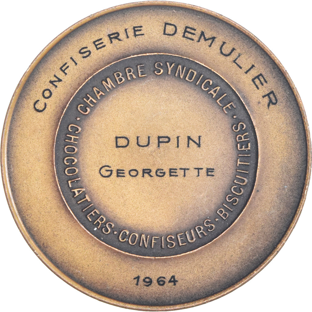 France, Medal, Chocolatiers, Confiserie Demulier, 1964, Pillet, Art nouveau