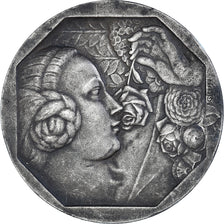 Francja, medal, Art Déco, Femme aux Fleurs, Grun, EF(40-45), Brąz posrebrzany