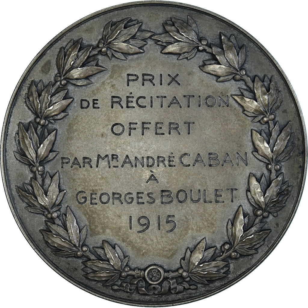 France, Medal, Prix de Récitation, Arts & Culture, 1915, Brenet, MS(63), Silver