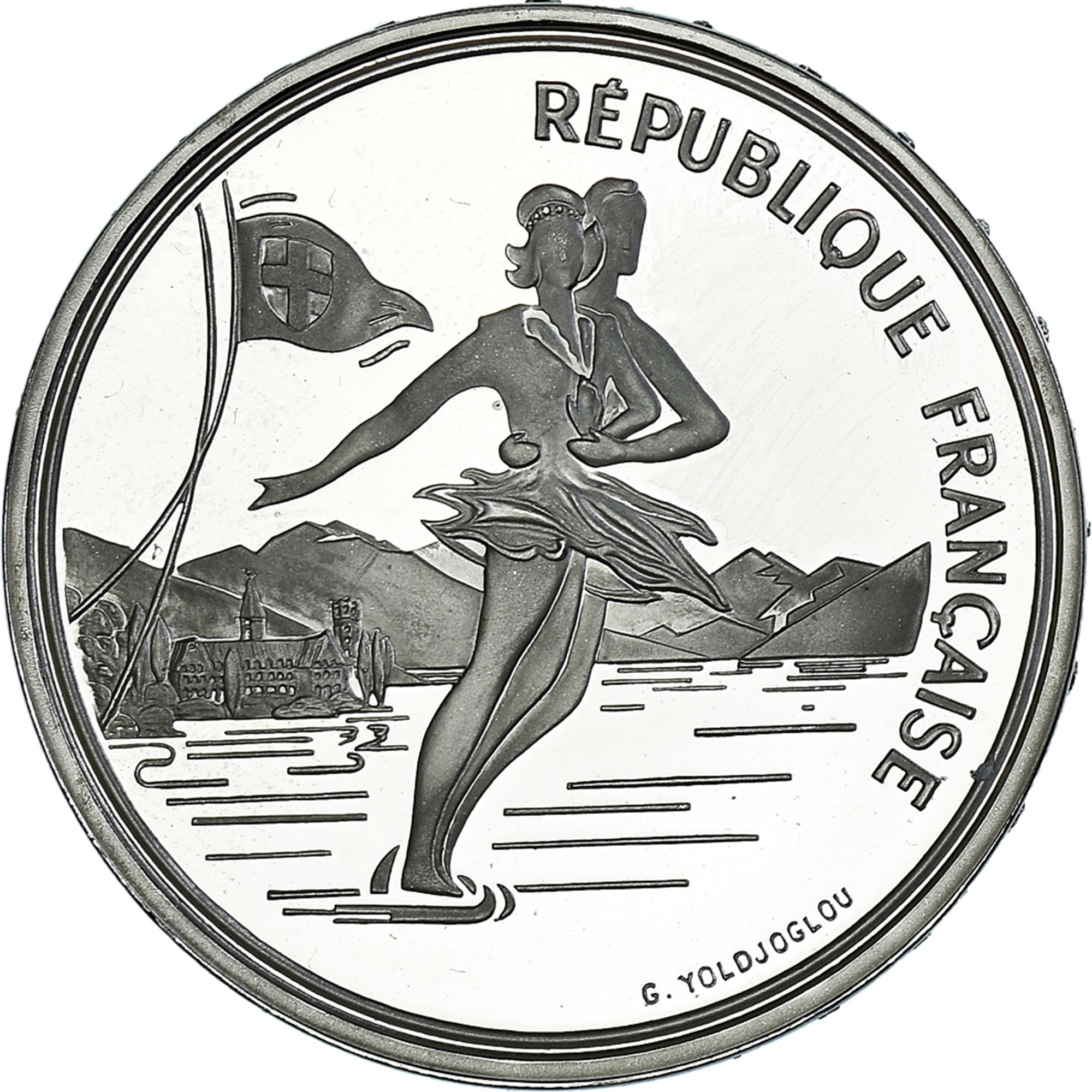 Coin, France, patinage artistique, JO Albertville 92, 100 Francs, 1989, Paris