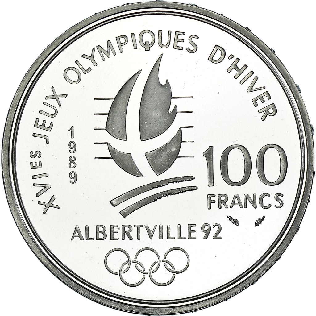 Coin, France, patinage artistique, JO Albertville 92, 100 Francs, 1989, Paris