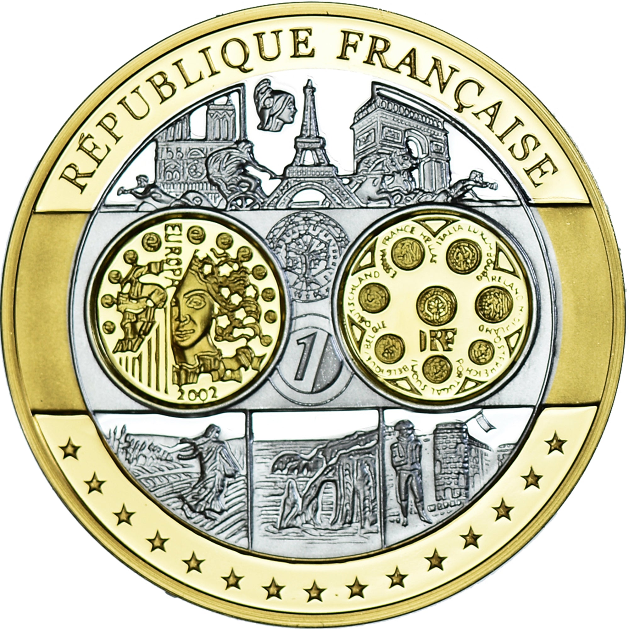 France, Medal, Europa, Politics, 2002, MS(65-70), Silver