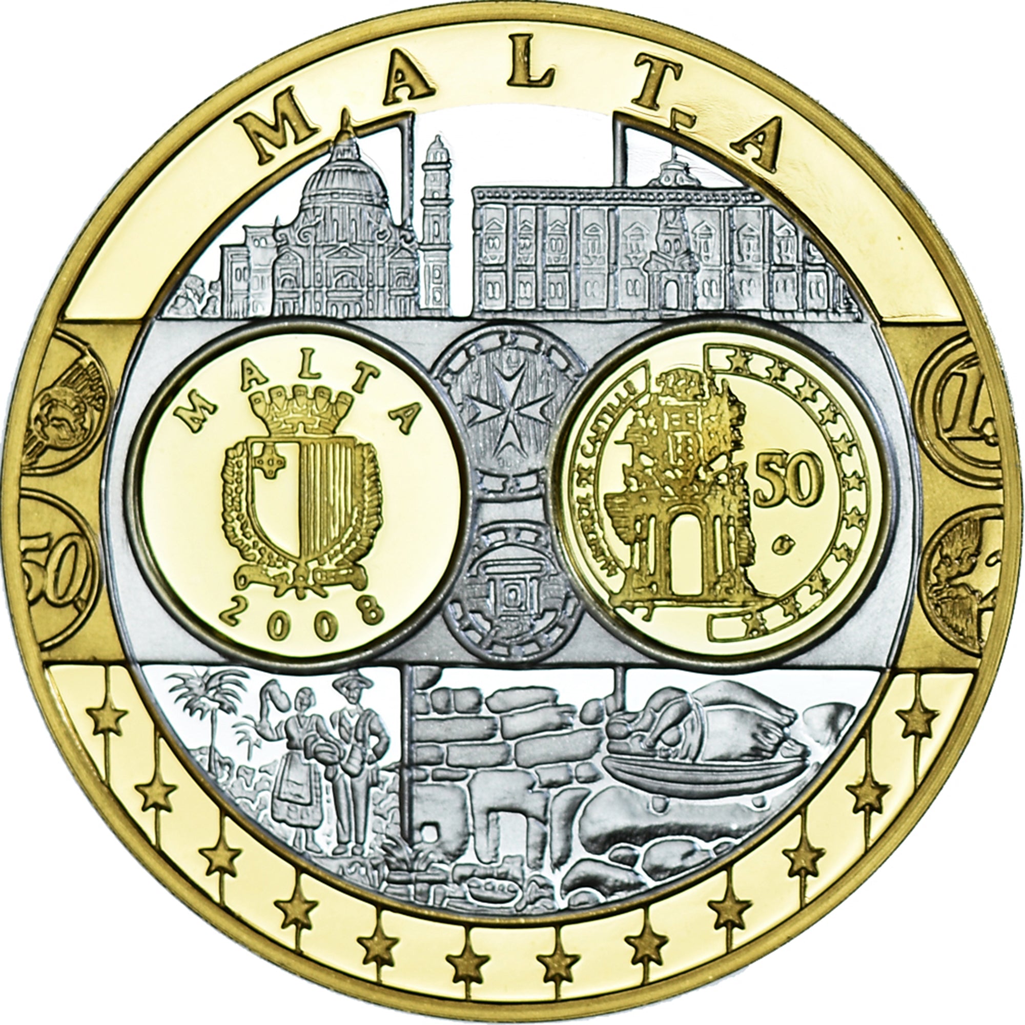 Malta, medalla, Euro, Europa, Politics, FDC, Plata