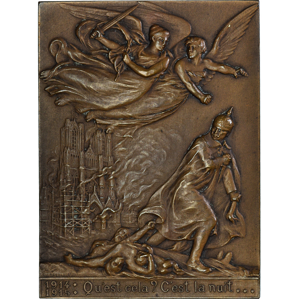 France, Médaille, Reims, Bombardement et incendie de la Cathédrale, WAR, 1917