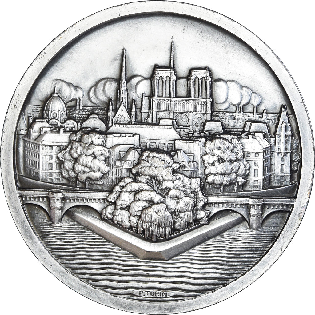 France, Medal, Ile de la Cité, Notre Dame, Paris, Arts & Culture, 1972, Turin
