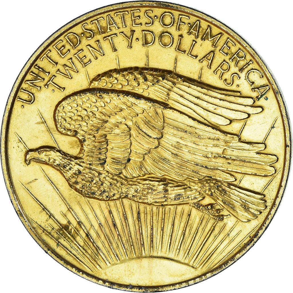 France, Médaille, Reproduction Twenty Dollars Liberty, TB, Gilt Metal
