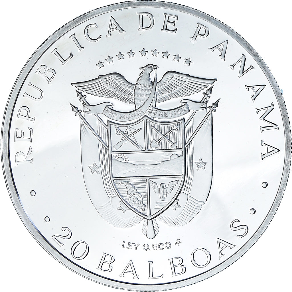 Coin, Panama, 20 Balboas, 1981, U.S. Mint, Proof, MS(65-70), Silver, KM:71