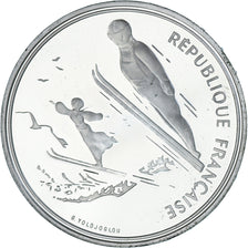 Monnaie, France, Albertville 92, saut à ski, 100 Francs, 1991, BE, SPL, Argent