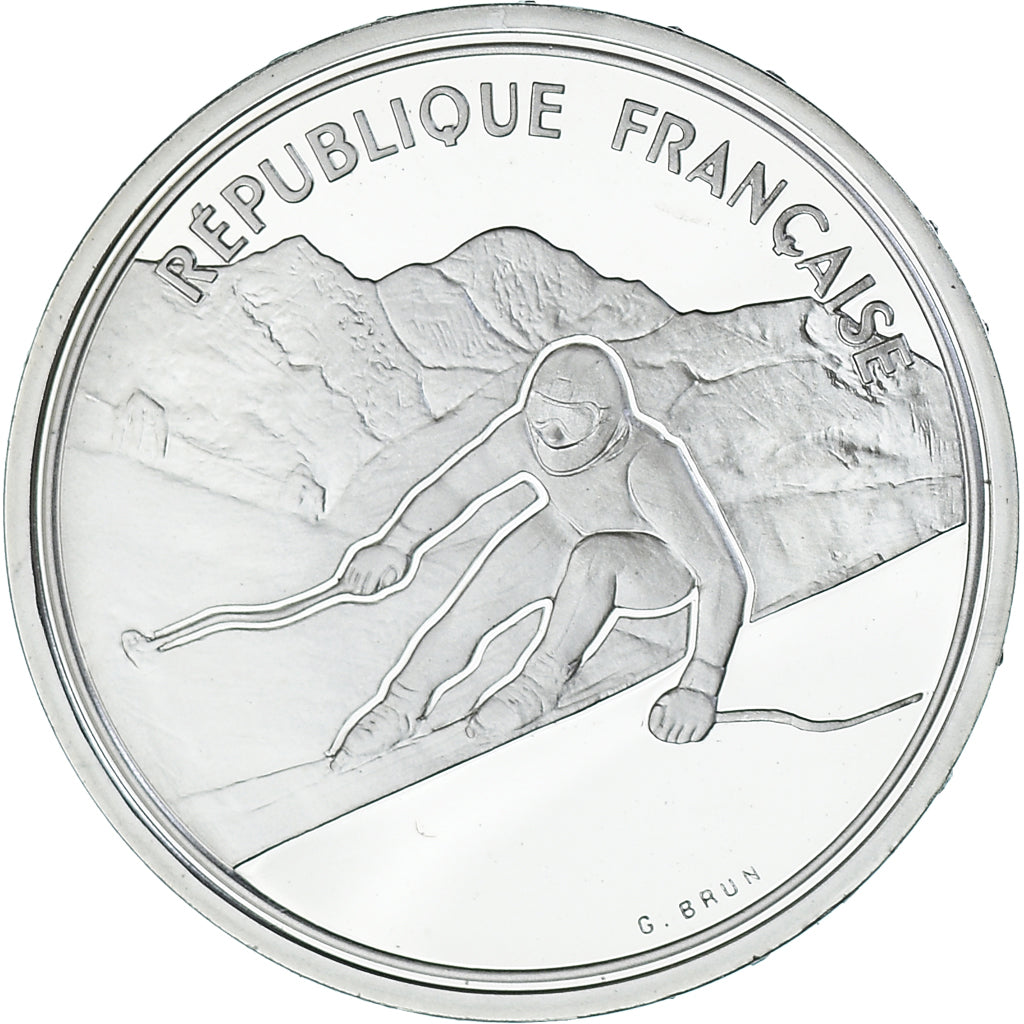 Coin, France, Alpine skiing, 100 Francs, 1989, Albertville 92, MS(65-70)