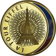 Francia, medaglia, Les Emblèmes Français, La Tour Eiffel, FDC, Rame dorato