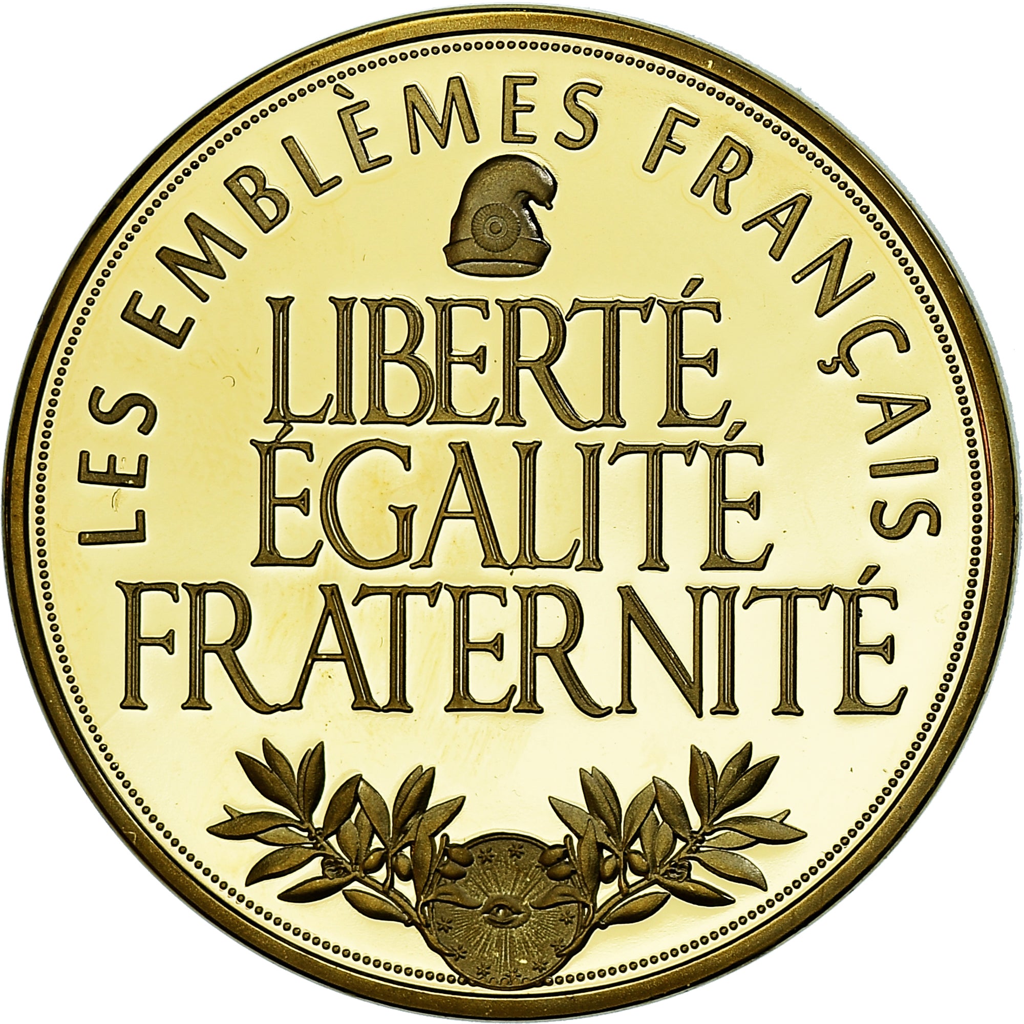 Francia, medaglia, Les Emblèmes Français, La Tour Eiffel, FDC, Rame dorato