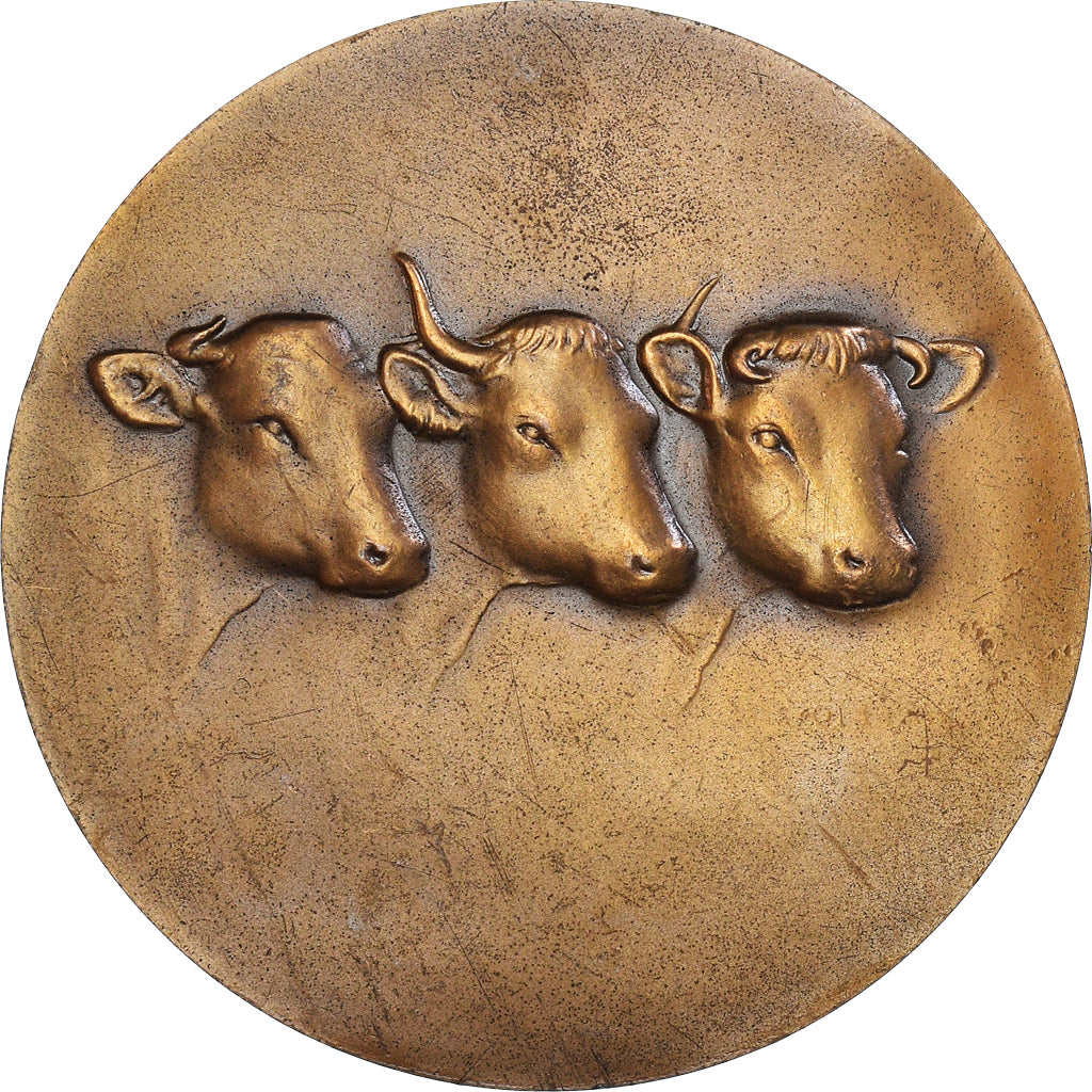 France, Medal, Vaches, Offert par I.Renouard, Député, Agriculture, 1966