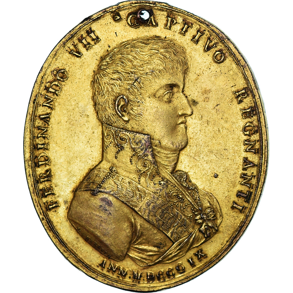 Mexico, Medal, Ferdinando VII, Mexican College, 1809, Guerrero, EF(40-45), Gilt
