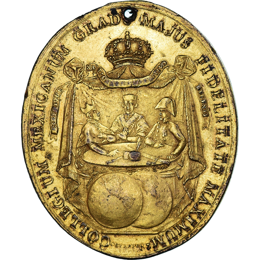 Mexico, Medal, Ferdinando VII, Mexican College, 1809, Guerrero, EF(40-45), Gilt