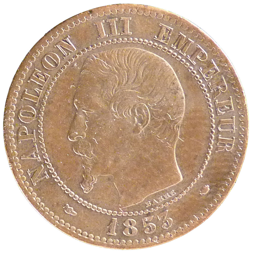 FRANCE, Napoléon III, 2 Centimes, 1853, Marseille, KM #776.6, EF(40-45), Bronze,