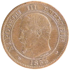 FRANCE, Napoléon III, 2 Centimes, 1853, Marseille, KM #776.6, EF(40-45), Bronze,