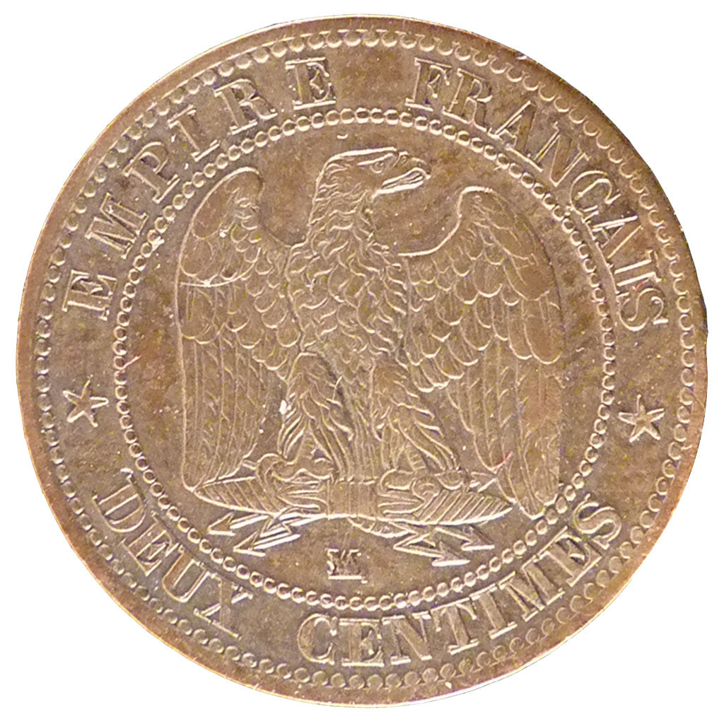 FRANCE, Napoléon III, 2 Centimes, 1853, Marseille, KM #776.6, EF(40-45), Bronze,