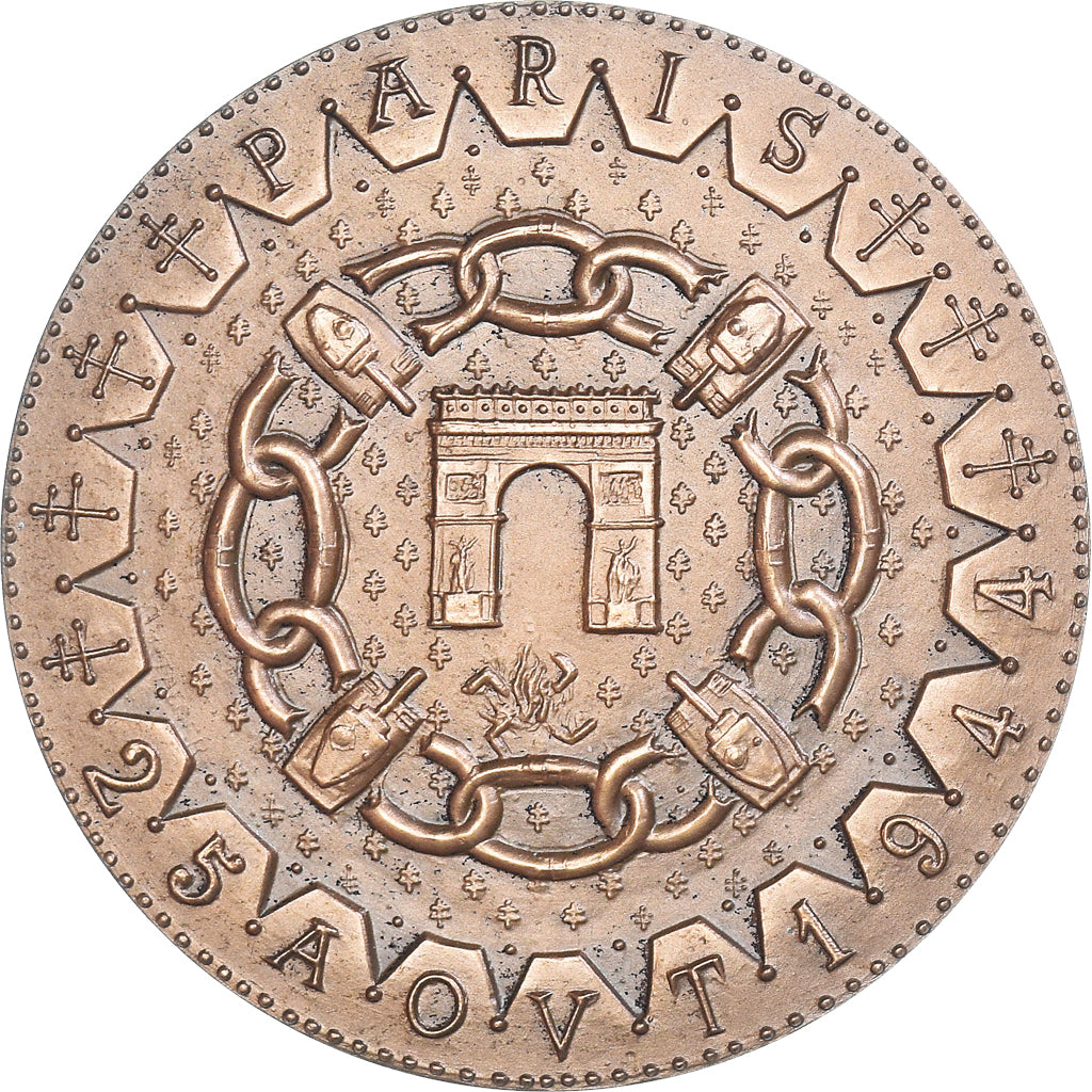 Francia, medalla, Serment de Koufra, Libération de Paris, WAR, 1975, De Jaeger