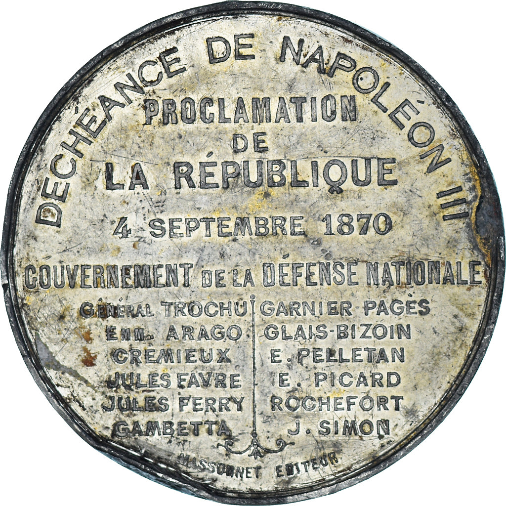 France, Medal, Déchéance de Napoléon III, Proclamation de la République