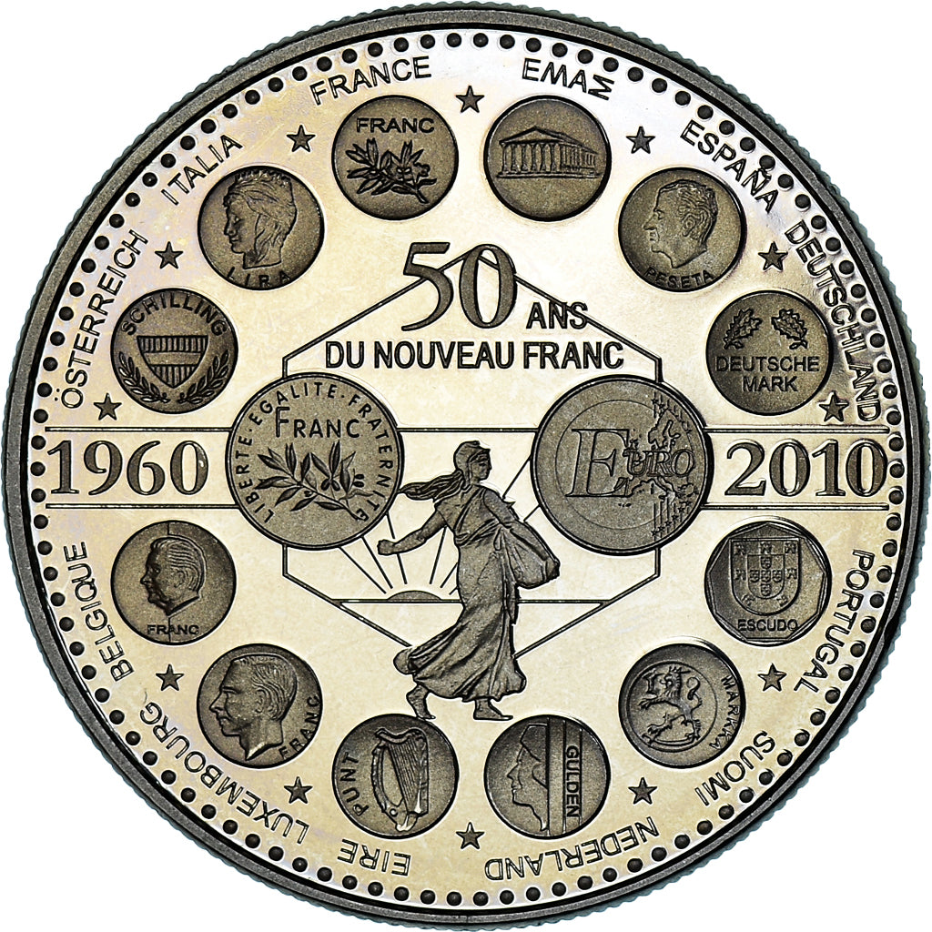 France, Medal, L'Europe des XXVII, 50 ans du nouveau Franc, Politics, 2010