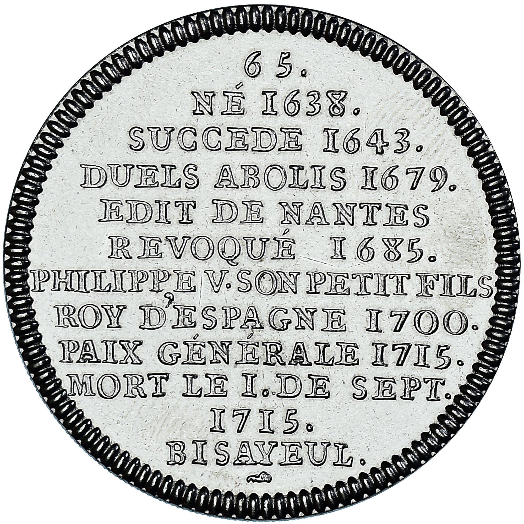 Francia, medaglia, Les rois de France, Louis XIV, History, FDC, Nichel