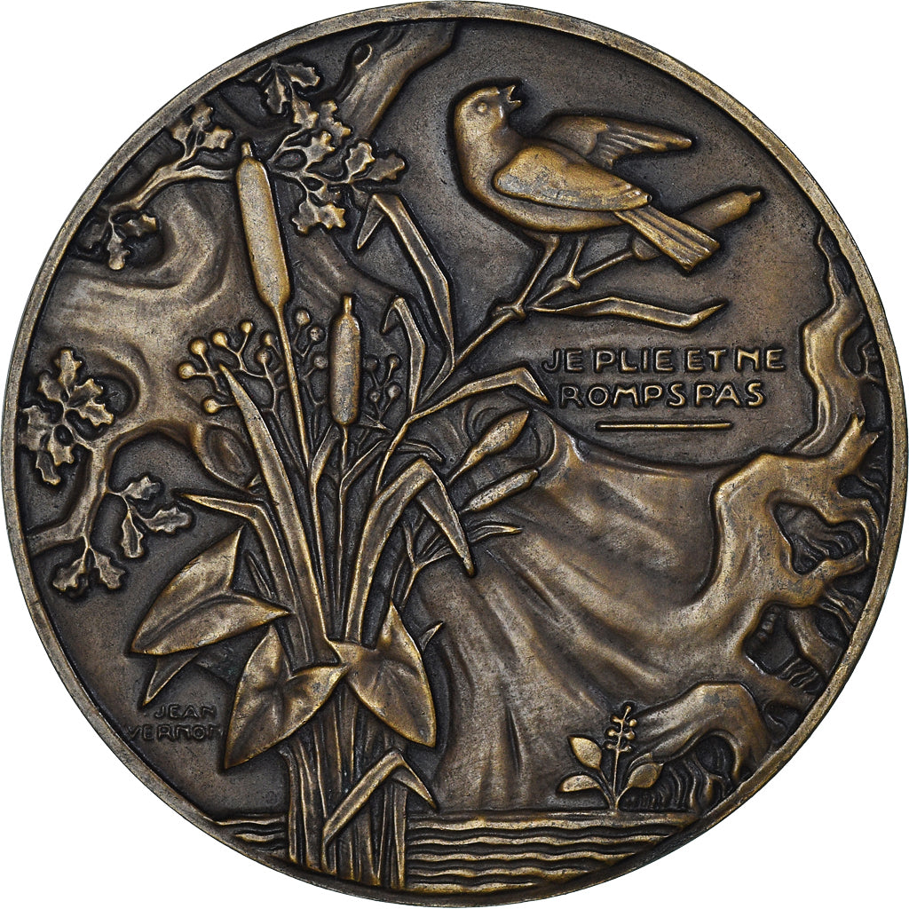 France, Médaille, Le Chêne et le Roseau, Fables de la Fontaine, 1951, Vernon