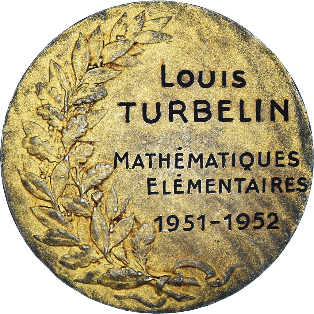 France, Medal, Mathématiques Elémentaires, Ville de Lille, 1952, Hodebert